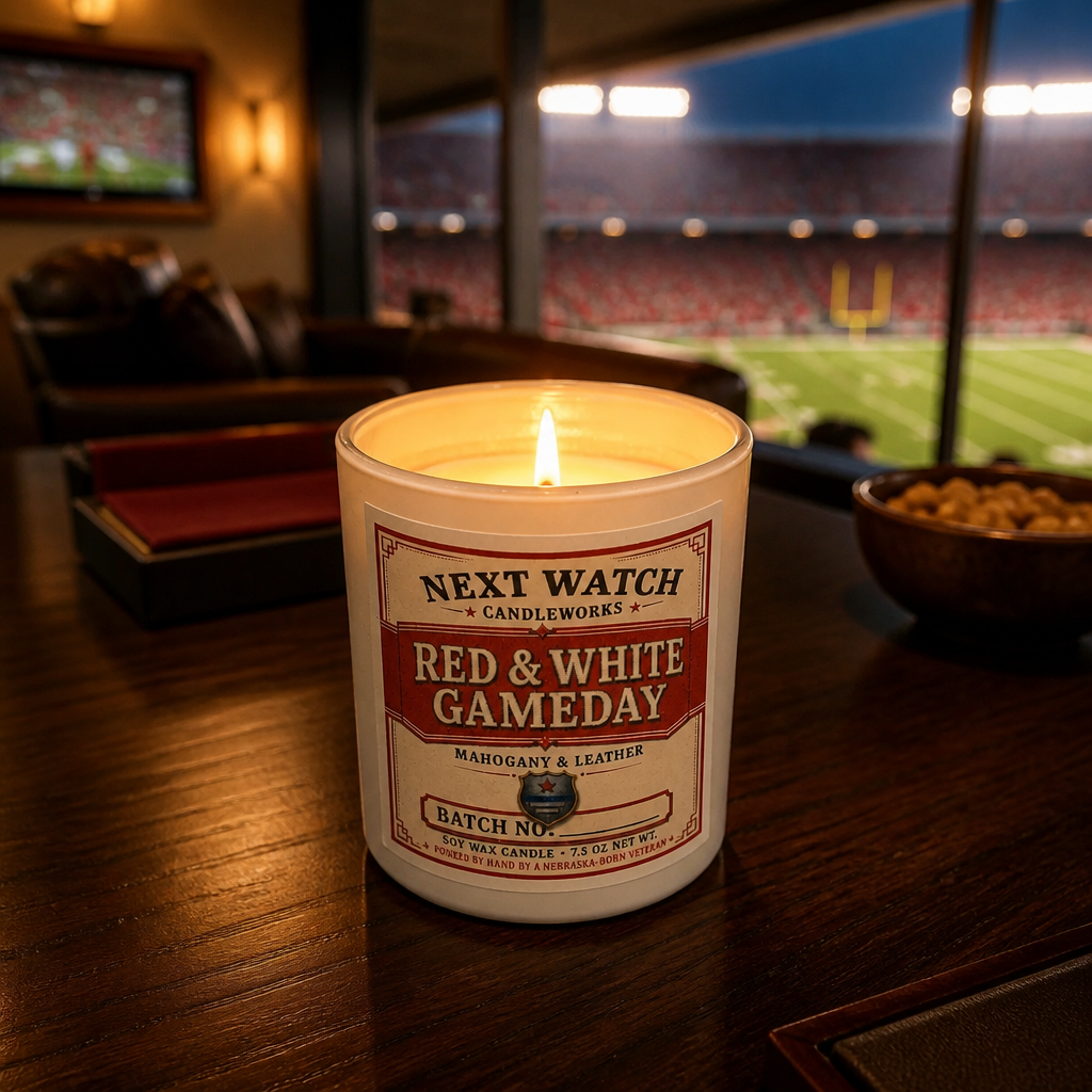 Red & White Gameday Candle - Nebraska