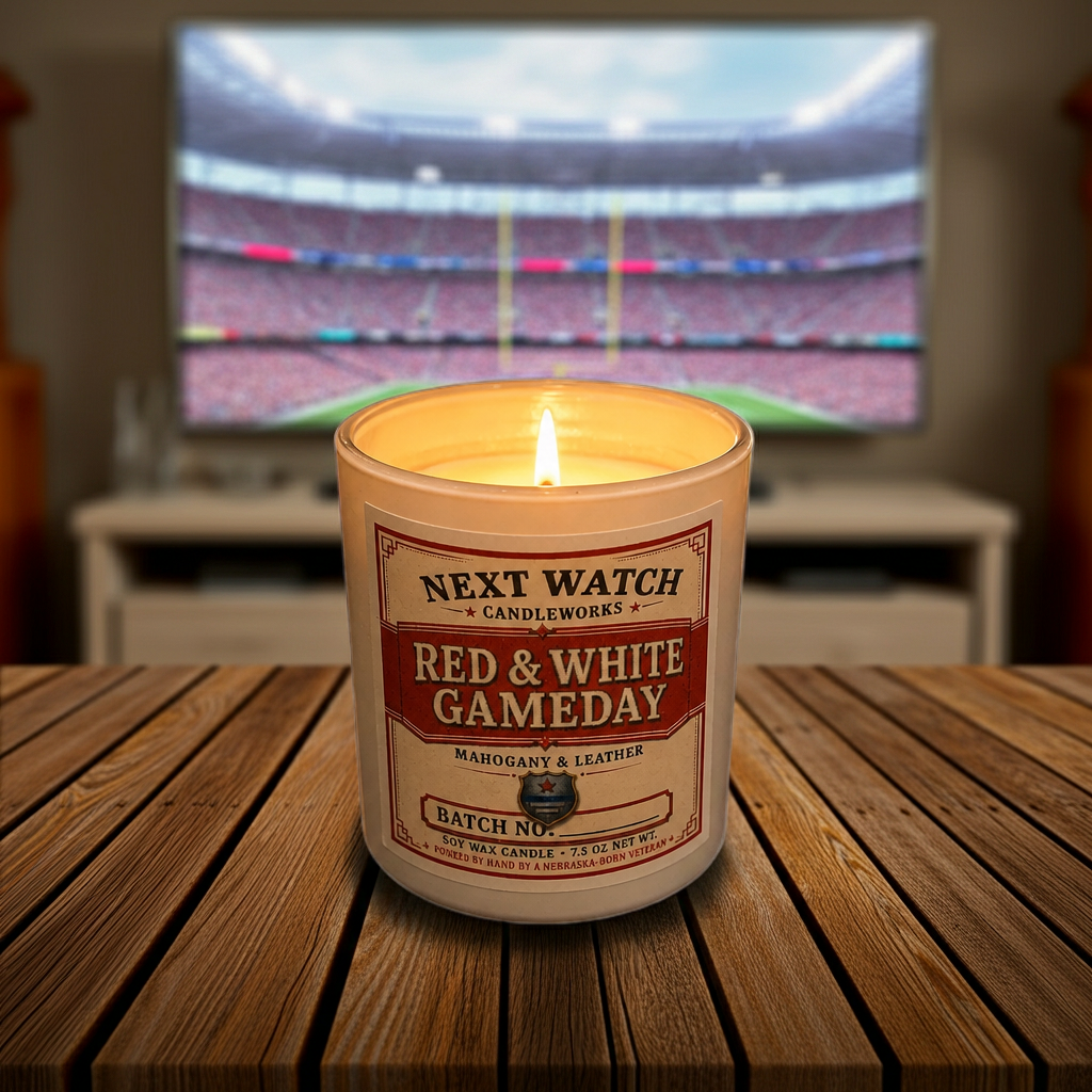 Red & White Gameday Candle - Nebraska