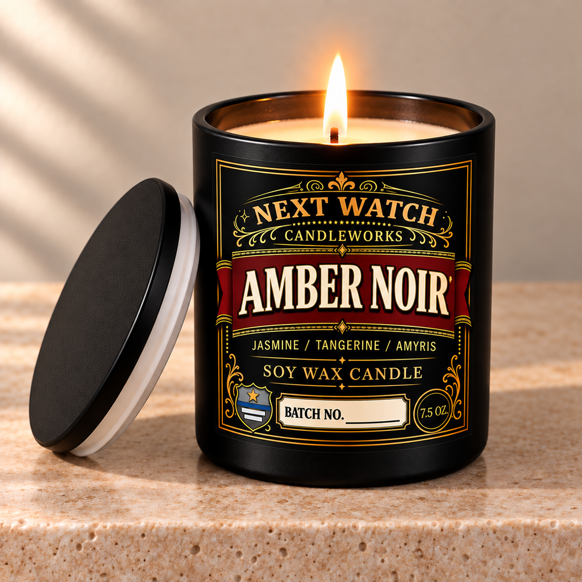 Amber Noir scented soy wax candle