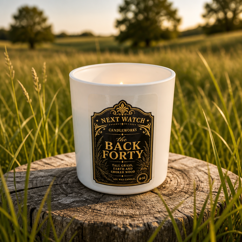 The Back Forty scented soy wax candle