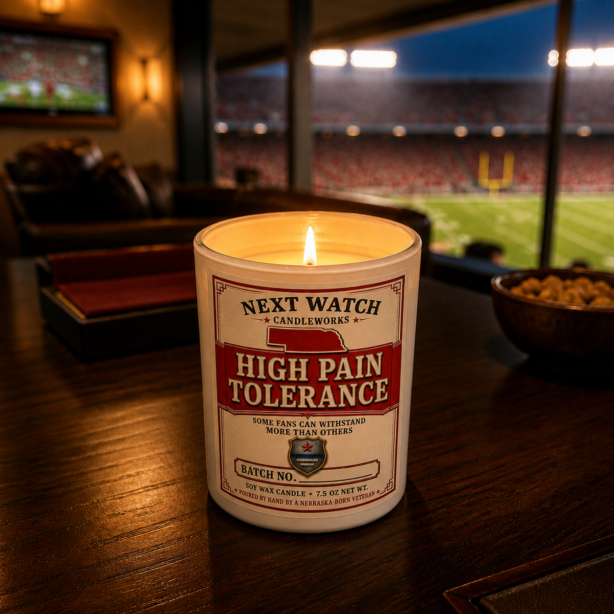 Red & White Gameday Candle - Nebraska